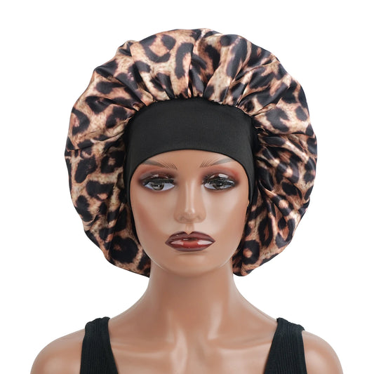 Satin Sleep Bonnet - Leopard Print Hair Protection for Frizz-Free Mornings